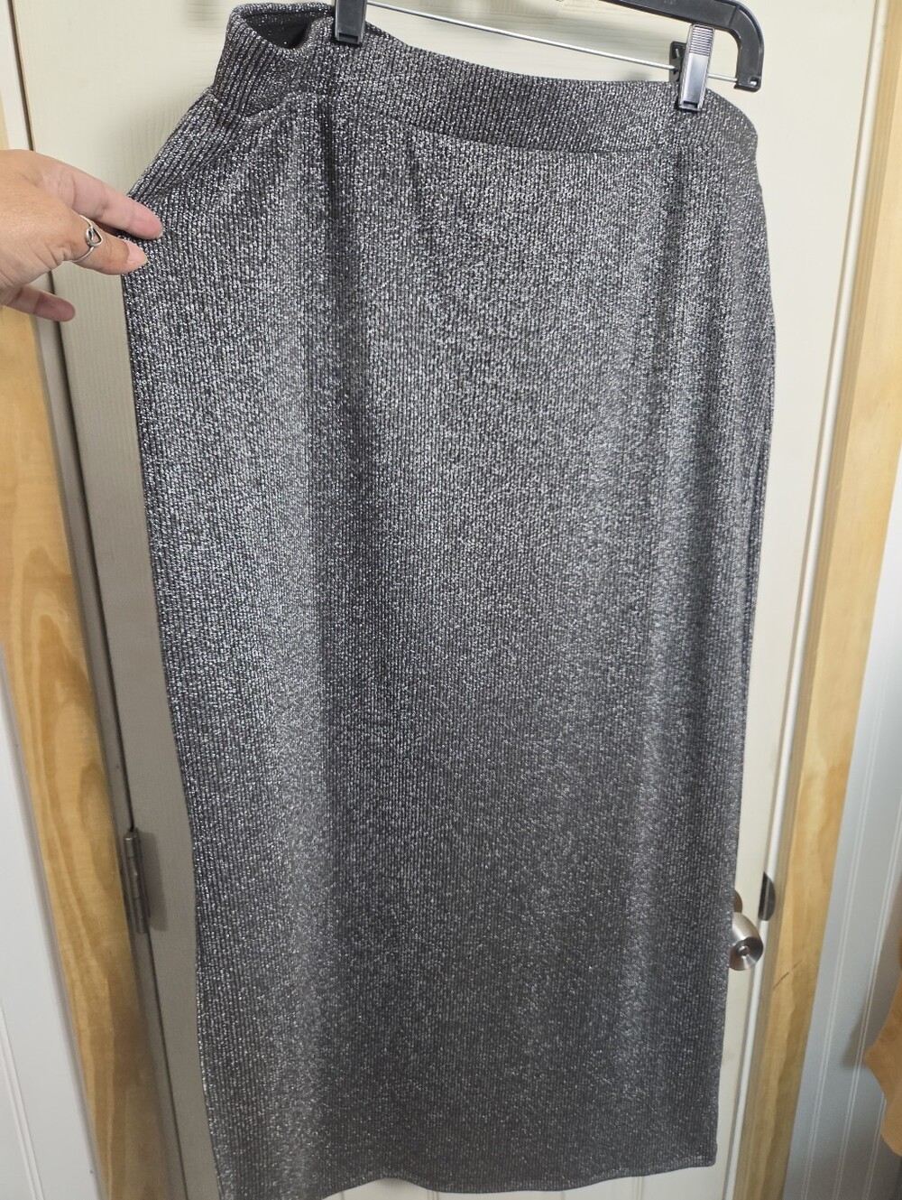 Shimmering Holiday Party Silver Old Navy Maxi Skirt #0377